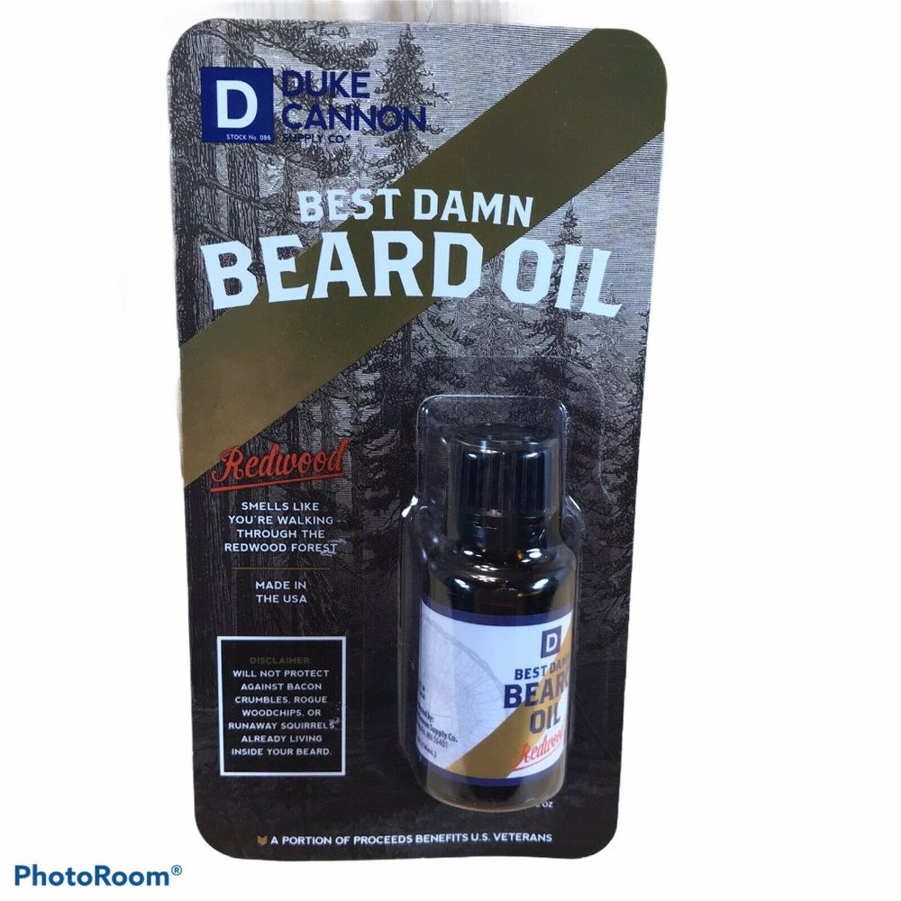 Duke Cannon Supply Co Best Damn Beard Oil Balm Redwood Men Travel Size 0.5 oz